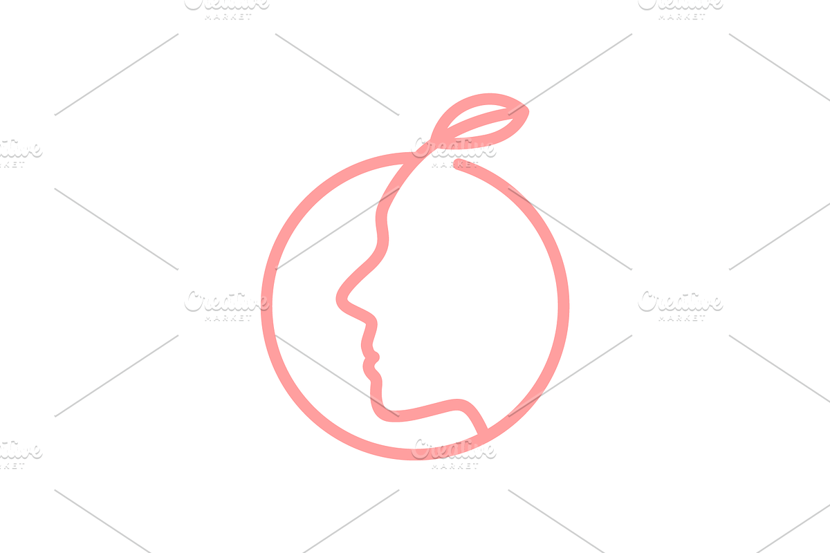 natural face of woman real line logo, a Branding & Logo Template by devastd