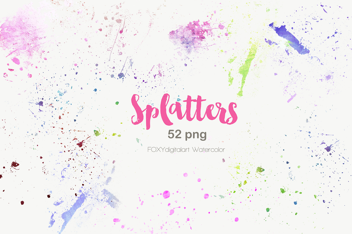 Watercolor paint brush splatters ink, a Texture Graphic by FOXYdigitalart (Photo 6 of 9)