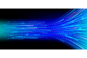 Speed data flow, neon blue lines and, an Illustration by art PVP - market