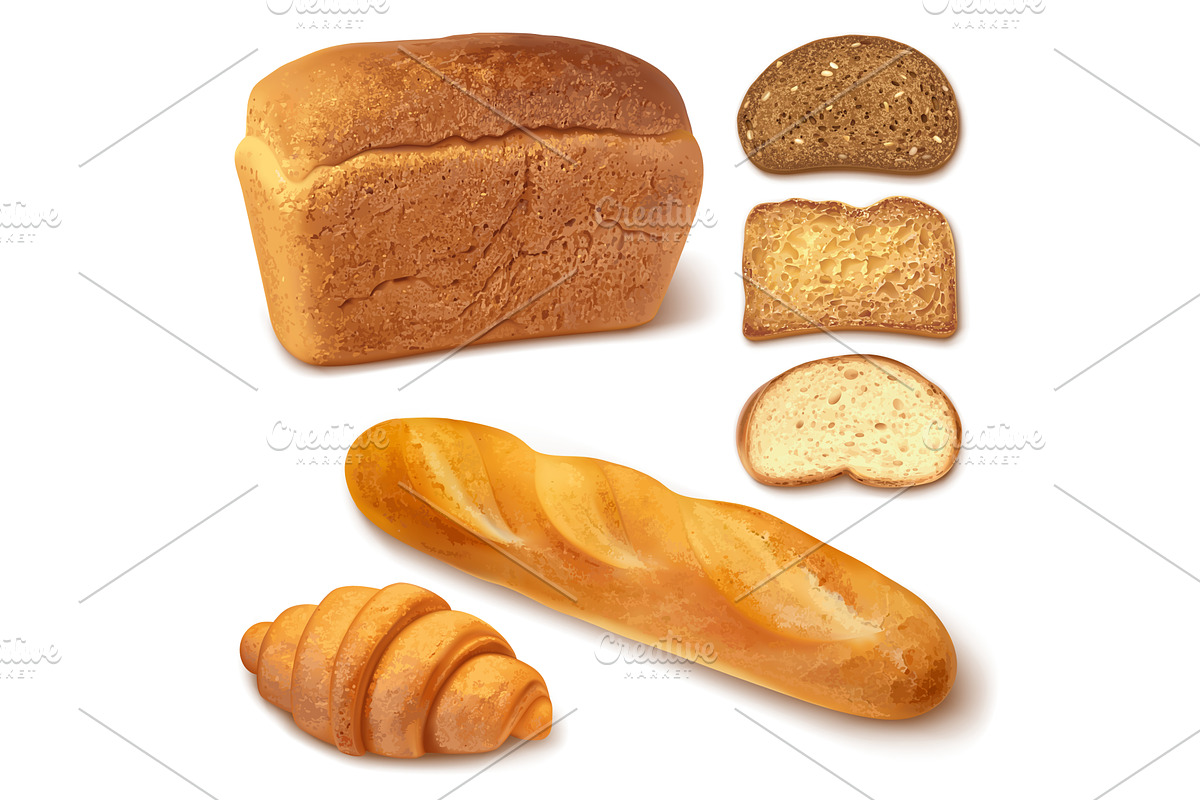 Realistic bread bakery. 3d bread, a Food Illustration by Stock-Smart-Start