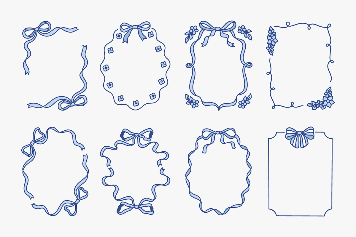 Floral Coquette Bows Frames Set, a Background Graphic by Viaireshop (Photo 3 of 3)