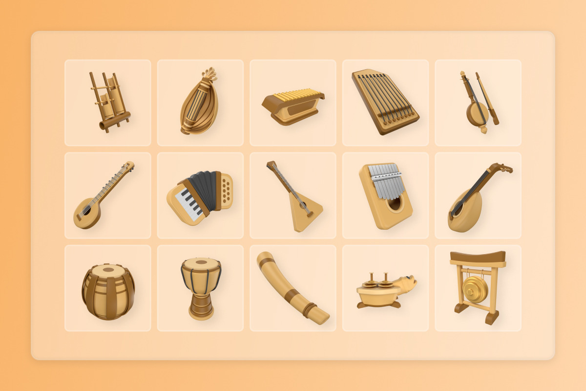 Traditional Music 3D Icon Packs, a Work Illustration by twinstd (Photo 6 of 6)