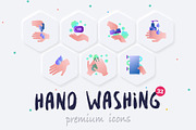 Hand Washing 32 Icons Set Hand Drawn, an Outline Icon by Marina Silence (Thumbnail 2 of 17)