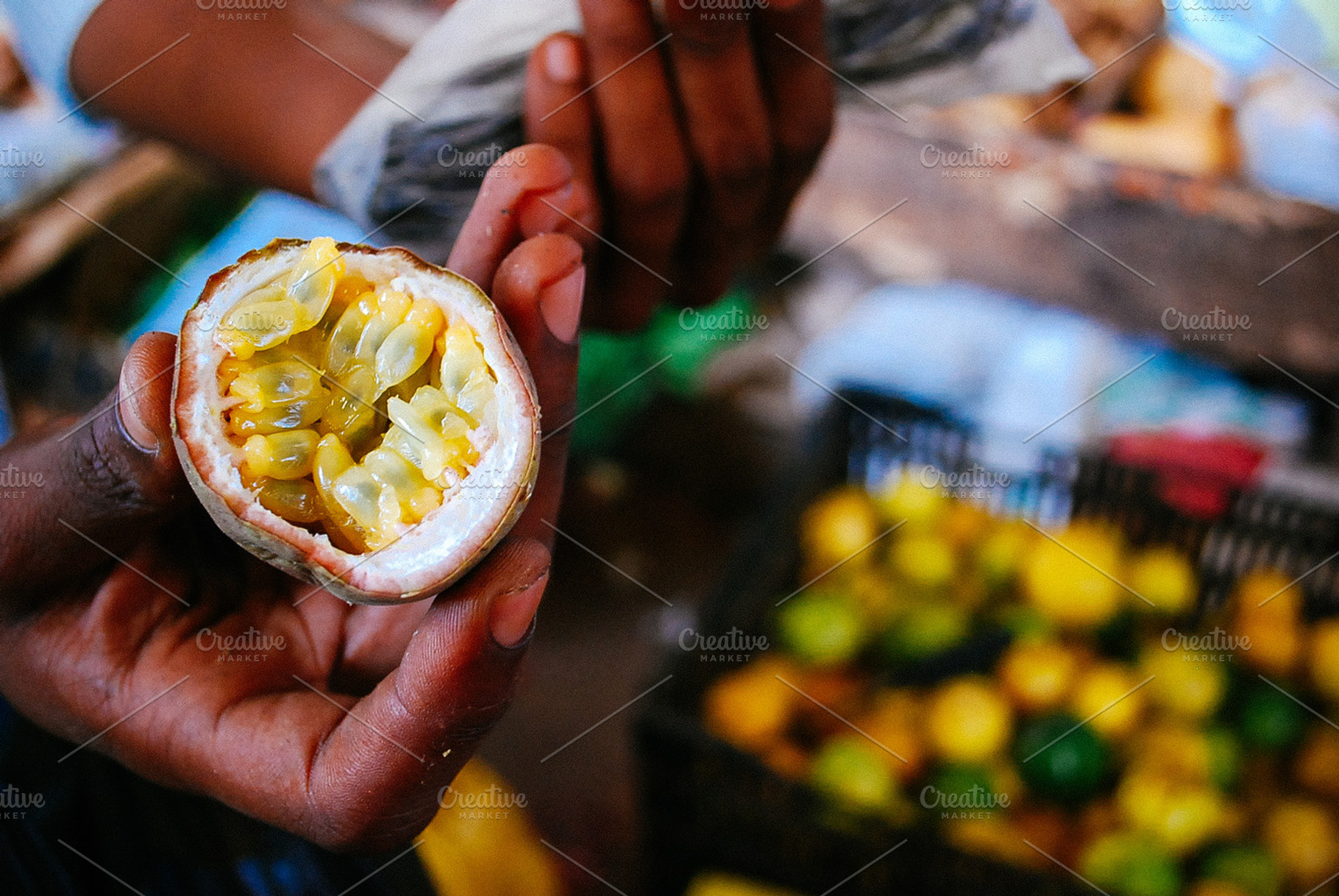 Passion fruit at market in Africa, a Food & Drink Photo by julia.karpacheva