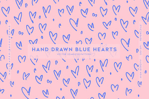 Hand Drawn Blue Hearts