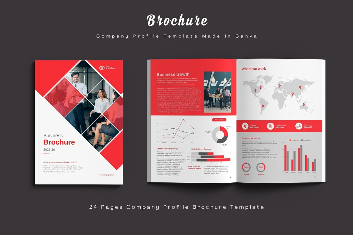 Corporate Brochure Canva Template, a Brochure Template by TheBrightGrap (Photo 1 of 10)