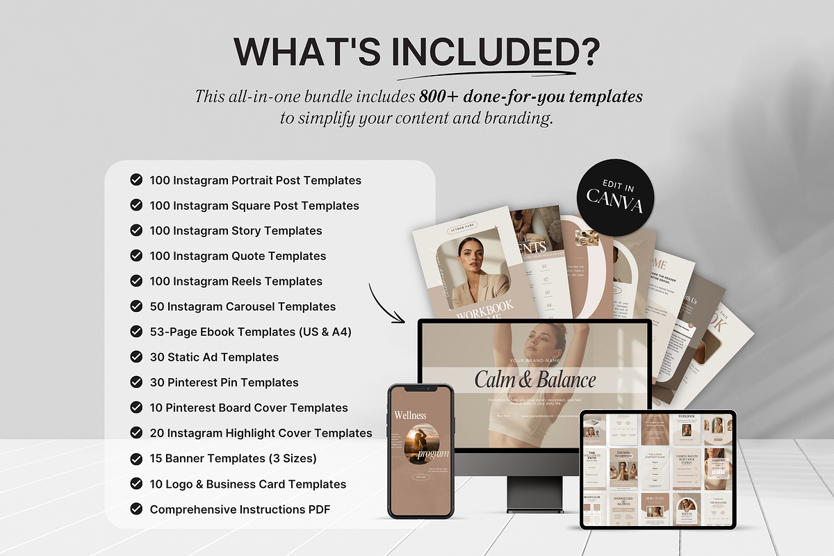 Wellness Coach Canva Template Bundle, a Social Media Template by DigiPax (Photo 2 of 15)