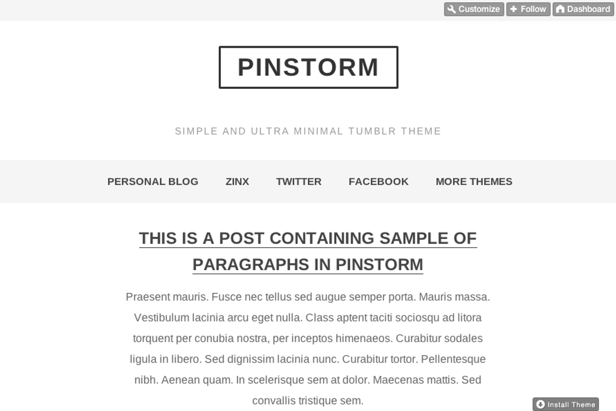 Pinstorm - Minimal Tumblr Theme, a Websites & App Template by thezinx (Photo 3 of 3)