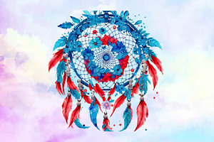 4th Of July Floral Dream Catcher PNG