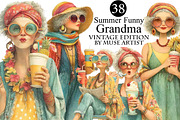 Summer Funny Grandma Clipart, an Illustration by DreamArtGraphic (Thumbnail 1 of 8)