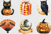 Watercolor Vintage Halloween Clipart, an Illustration by Black Bird Studio (Thumbnail 5 of 6)