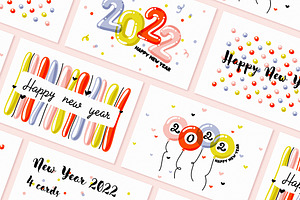 New Year 2022 cards with balloons