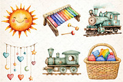 Watercolor Playroom Decor Clipart, an Illustration by DreamCafeArt (Thumbnail 2 of 7)