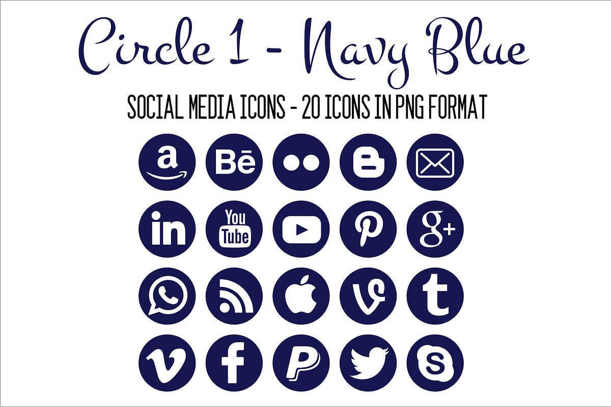 Social Media Icons - Navy, an Icon by pixelonix