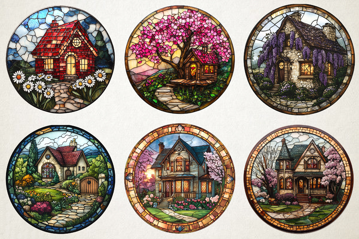 Spring House Stained Glass PNG, an Illustration by RobertsArt (Photo 3 of 5)