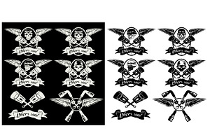 Labels on biker theme