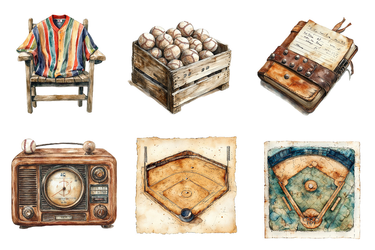 Vintage Baseball Game Day Clipart, an Illustration by CreationArt (Photo 4 of 5)