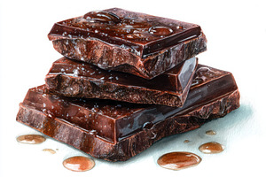 Dark Chocolate Pieces Stack Melted D, a Photo by Pixeness Studio