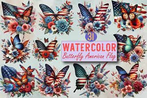 American Butterfly Clipart Sublimati, an Illustration by SVGArt