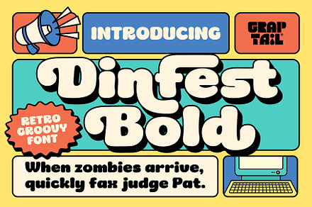 Dinfest Bold - Retro Font, a Sans Serif Font by Graptail