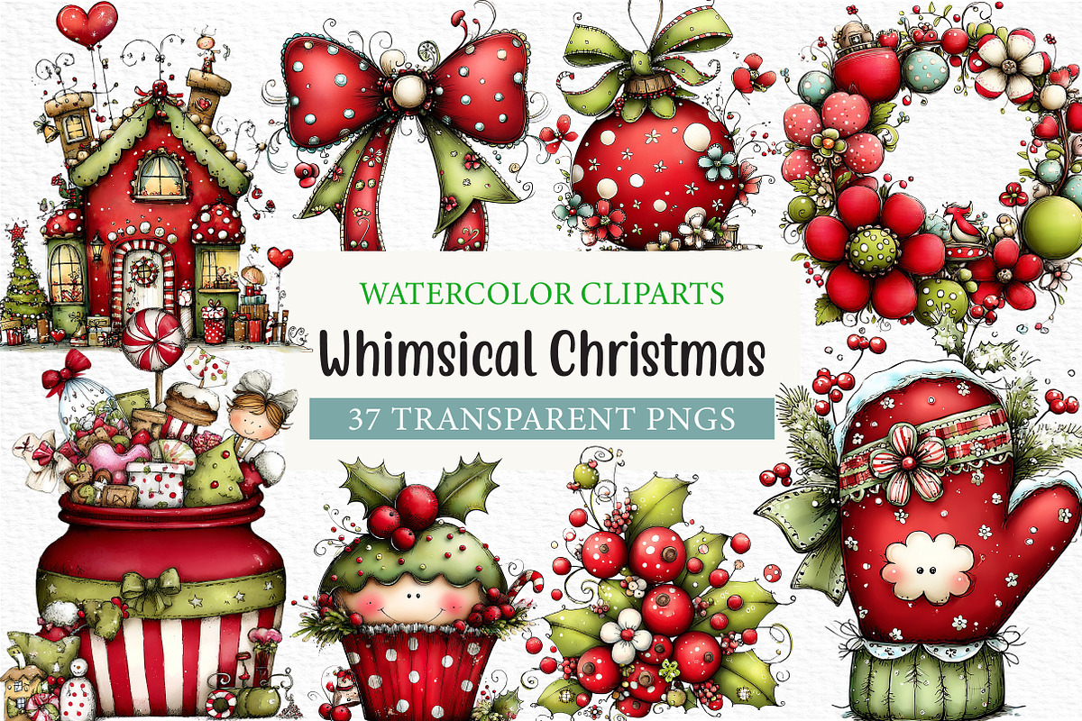 Whimsical Christmas Clipart, an Illustration by Craft Nest (Photo 1 of 8)