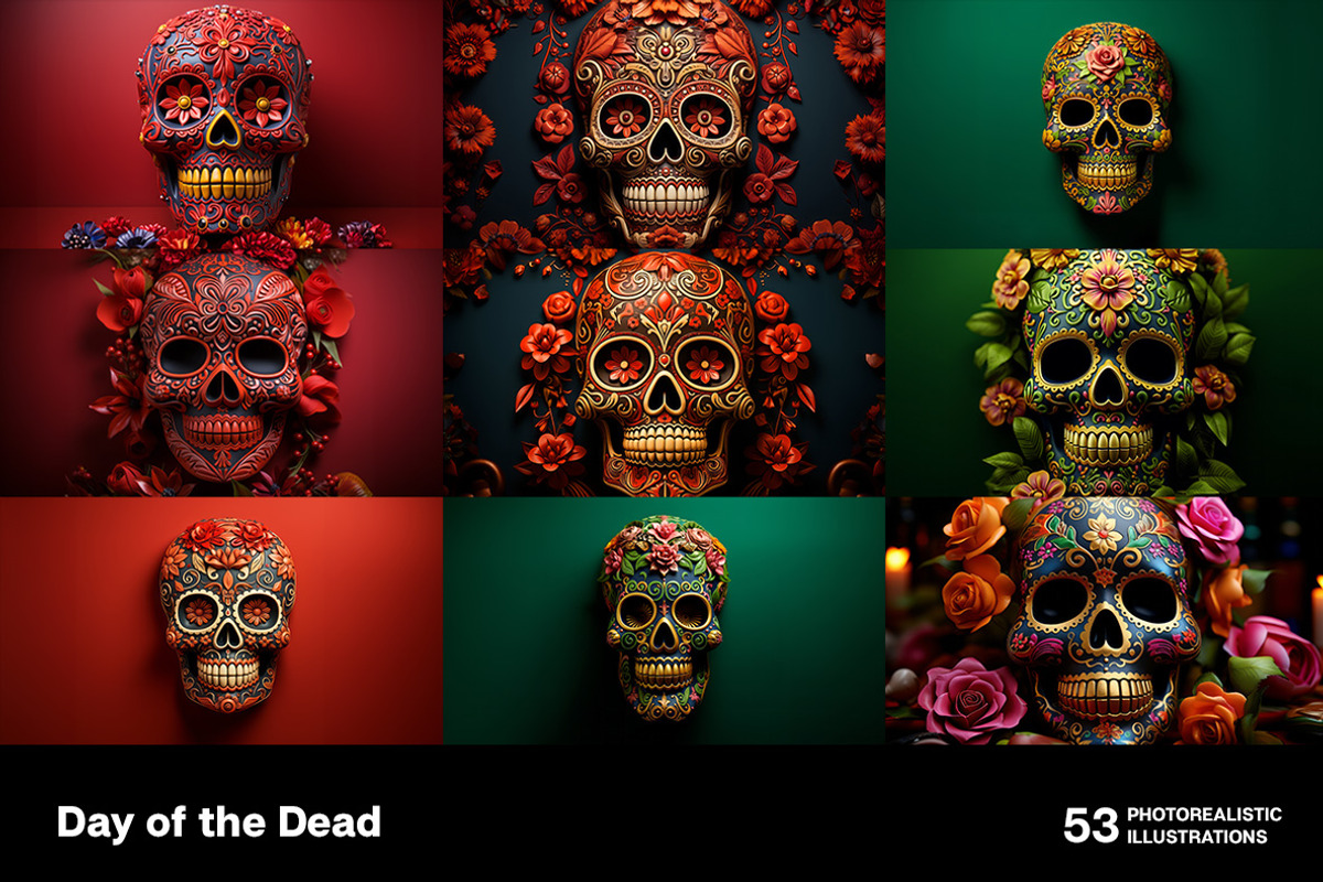 Day of the Dead. 53 images, a Seasonal Illustration by Handmadefont (Photo 4 of 12)