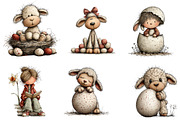 Easter Lamb Whimsical Clipart, an Illustration by CreationArt (Thumbnail 3 of 7)