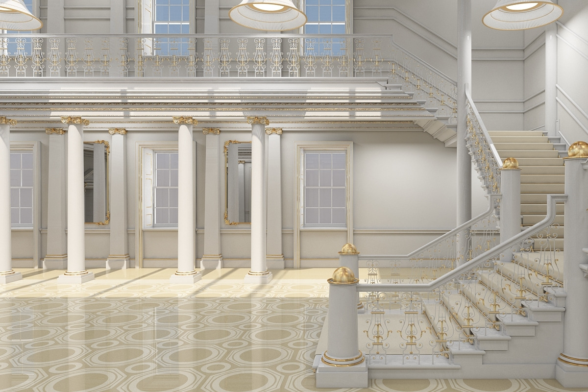 3Dmodel Grand Hall Lobby Staircase 2, an Architecture 3D Model by Giimann (Photo 9 of 16)