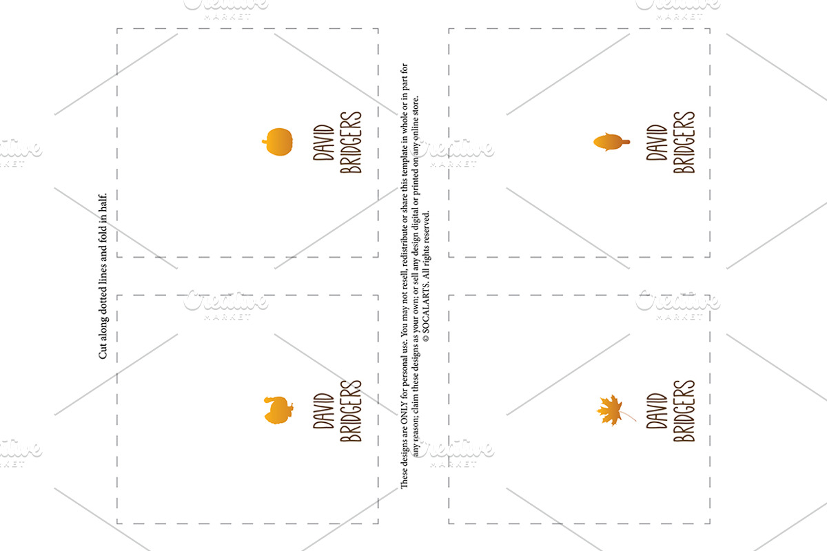 Fall Table Tent Name Cards, a Card Template by xxDeadPixels (Photo 2 of 2)