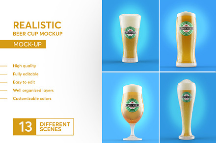 Realistic Beer Cup Mock-up