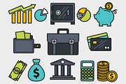 Finance Set Outlined & Colored, an Outline Icon by DeniseUytiepo (Thumbnail 2 of 5)