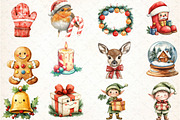 Cute Christmas Clipart, Png, an Illustration by DreamCafeArt (Thumbnail 2 of 7)