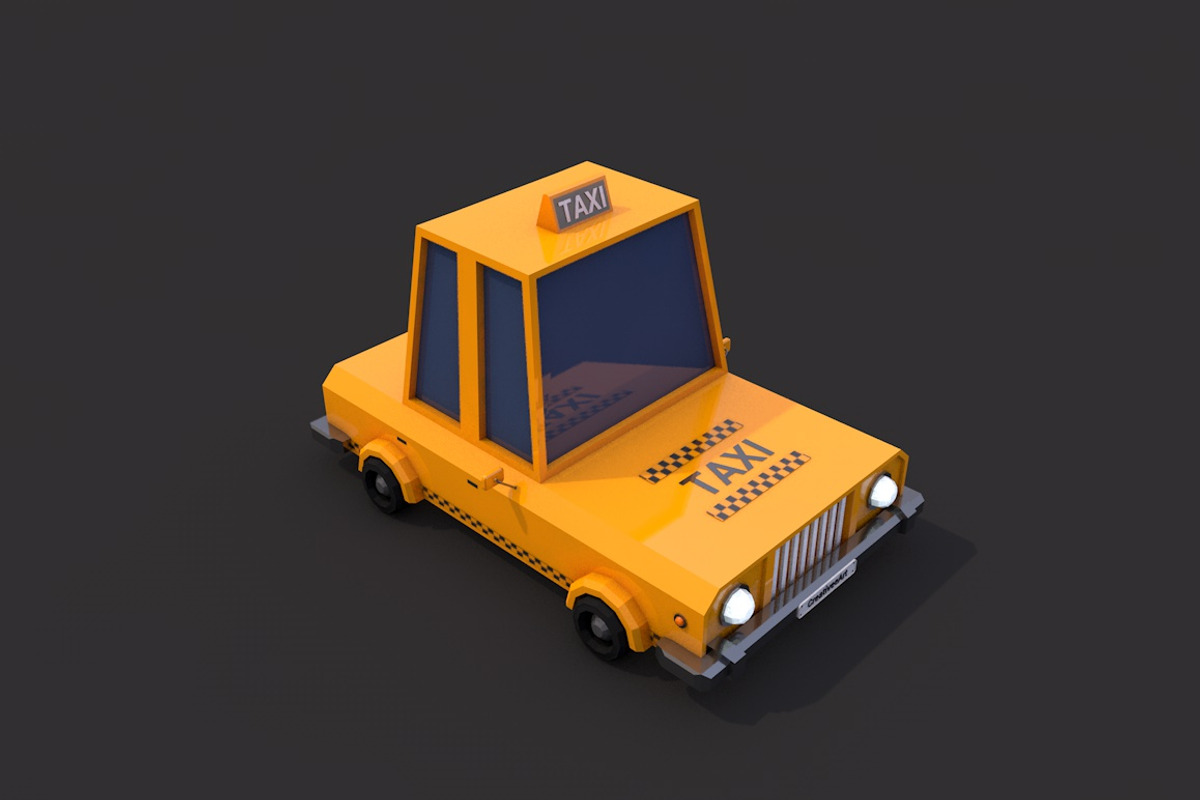 Low Poly Taxi Car, a Cars & Vehicle 3D Model by CreativeeArt (Photo 2 of 8)