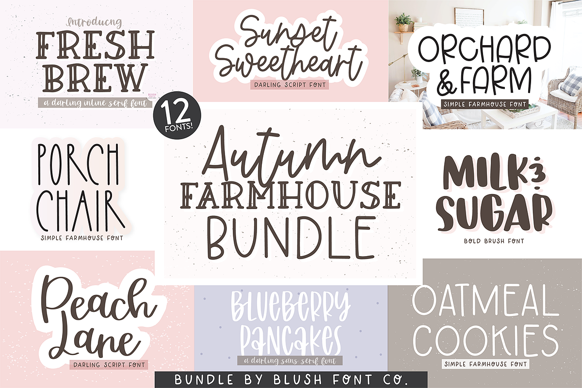 AUTUMN FARMHOUSE FONT BUNDLE, a Font by Blush Font Co. (Photo 1 of 31)