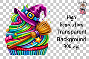 Witch Cupcake PNG Bundle, a Graphic by Clipart Studio (Thumbnail 11 of 11)