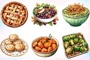 Watercolor Thanksgiving Dinner Clipa, a Seasonal Illustration by Canvas Craft (Thumbnail 2 of 4)