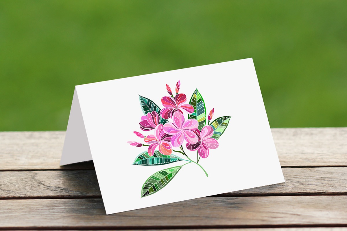 Mosaic plumeria branch, a Decorative Illustration by blackmoon9 (Photo 3 of 3)