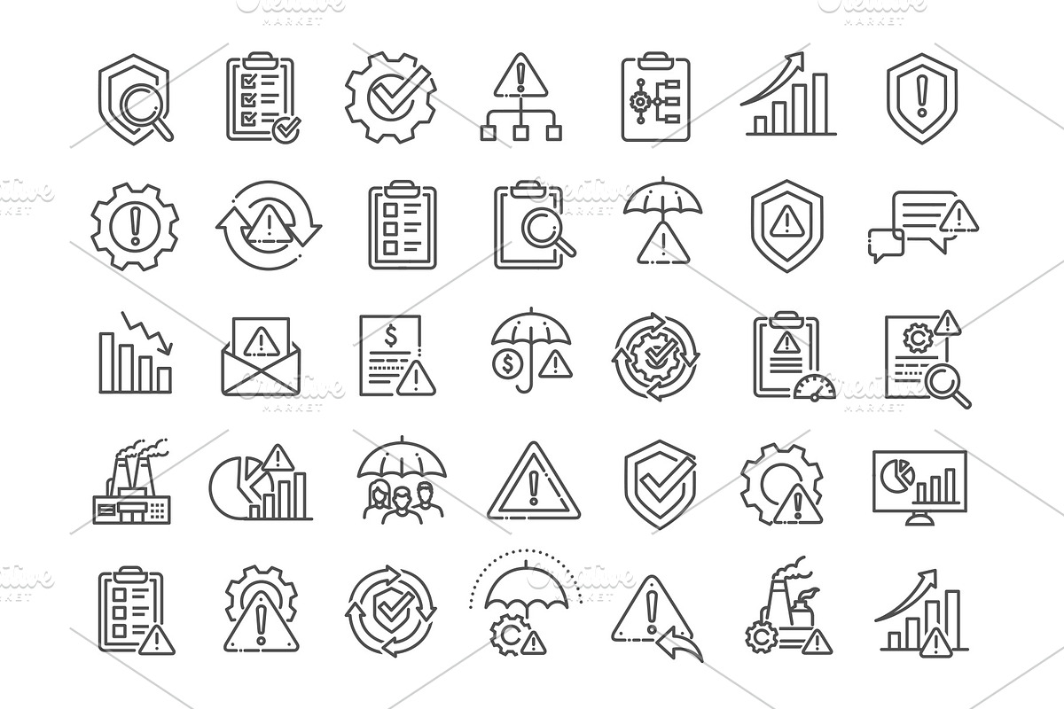 Risk Management icon collection set, a Finance Illustration by Tettygreen (Photo 2 of 3)