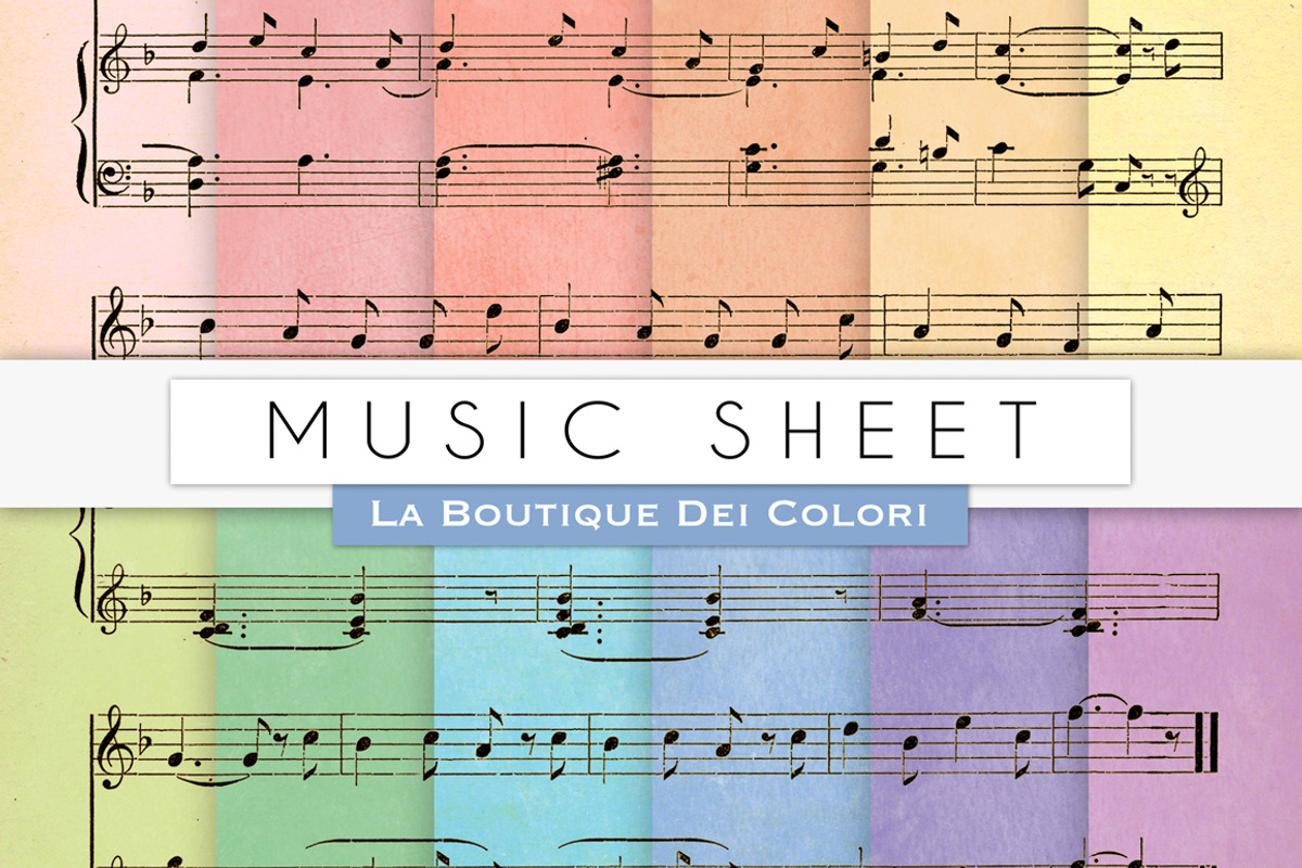 Colourful Music Sheet Digital Papers, a Pattern Graphic by La Boutique ...