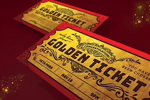 Vintage Golden Ticket Invitation, a Card Template by Aarley Kaiven