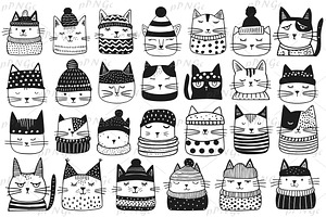 Cats faces in clothes, SVG Clipart, an Animal Illustration by PassionPNGcreation