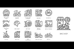 Bicycle and bike service icons, a Transportation Illustration by Vector Tradition