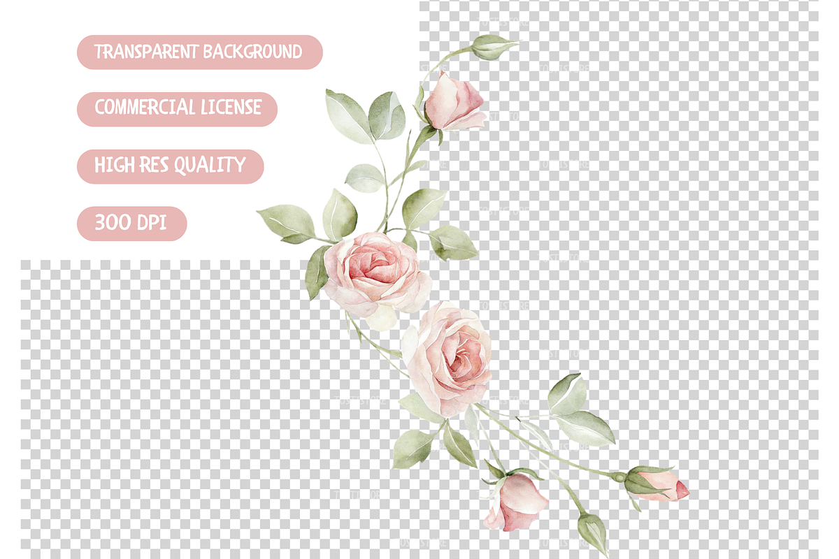 Soft Pink Watercolor Flowers, an Illustration by TatiMockup (Photo 4 of 4)