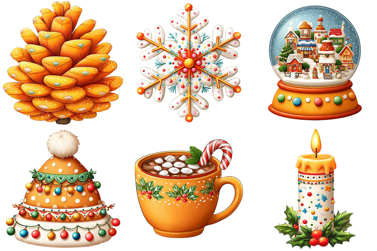 Retro Pastel Christmas Clipart, an Illustration by Craft Nest (Photo 4 of 10)