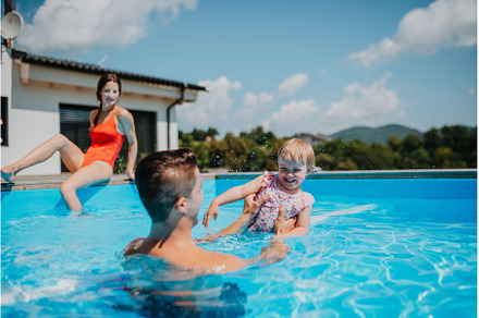 Young family with small daughter in