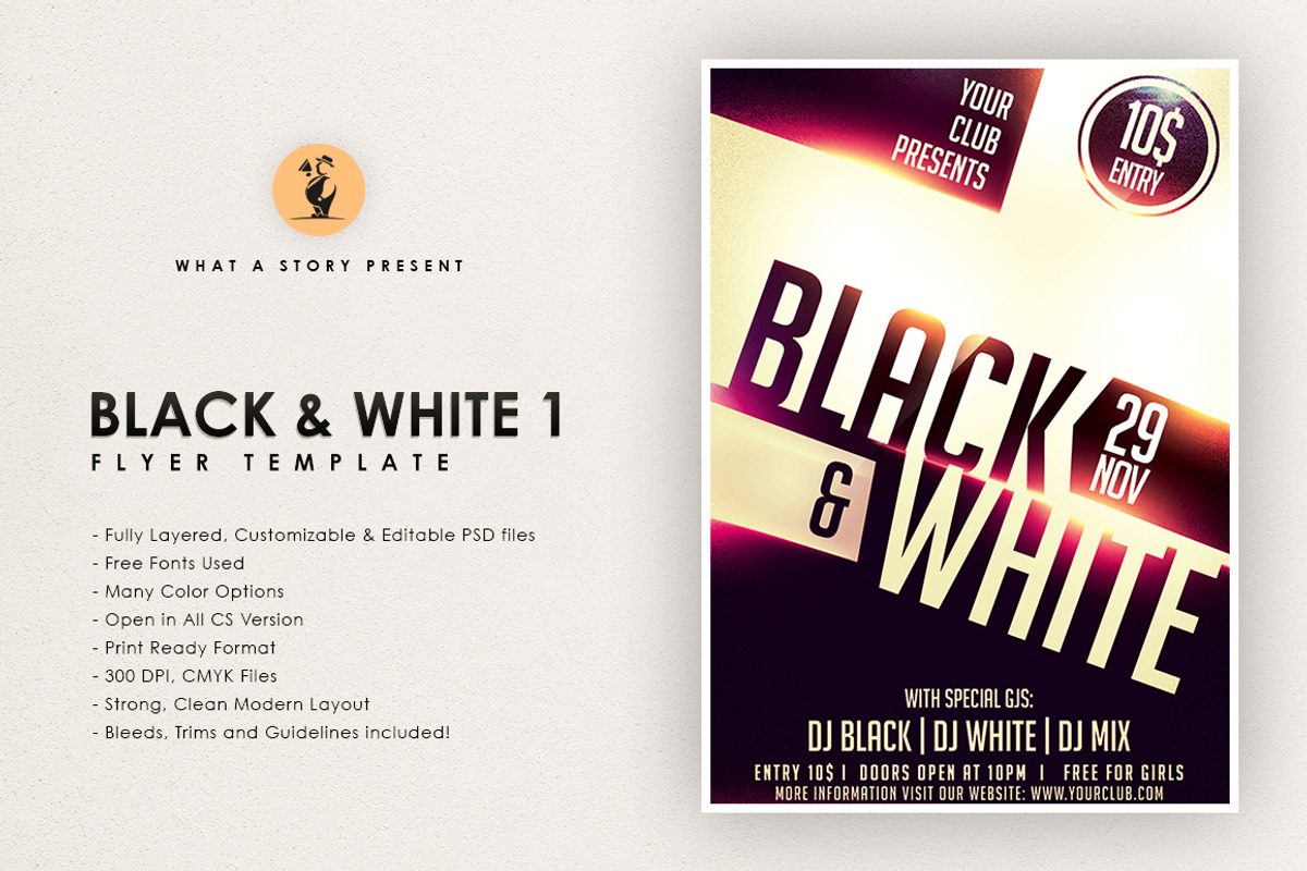 Black and White 1, a Flyer Template by What a Story (Photo 1 of 5)