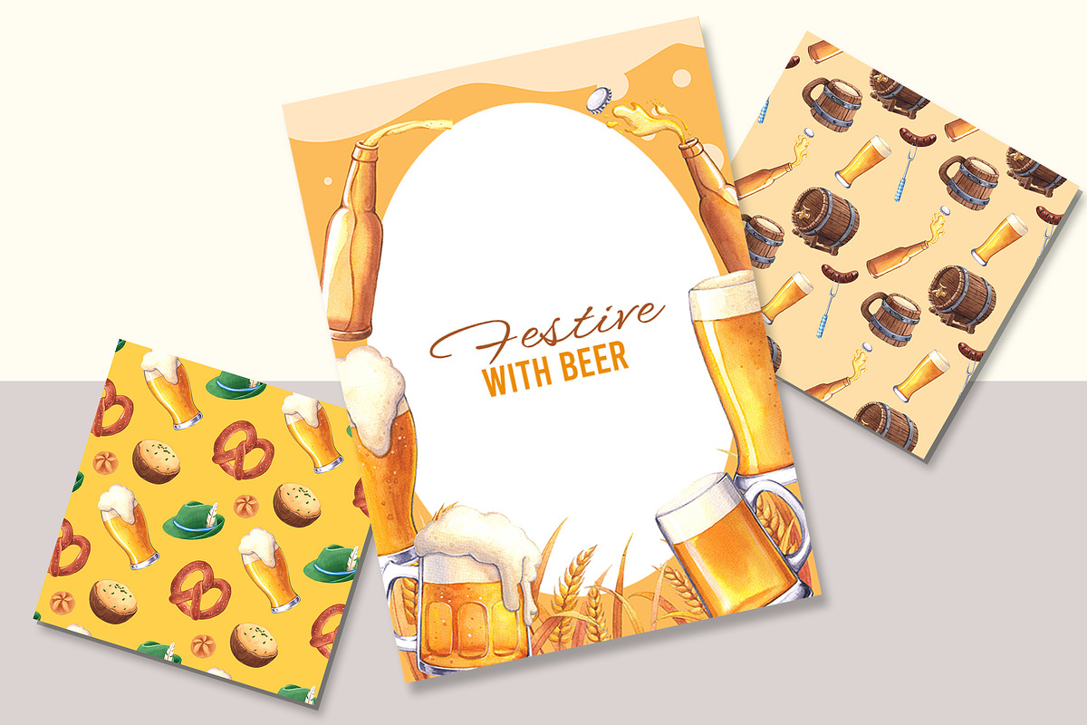 Bavarian Beer Festival Watercolor, a Food Illustration by CreativeValuation (Photo 7 of 12)