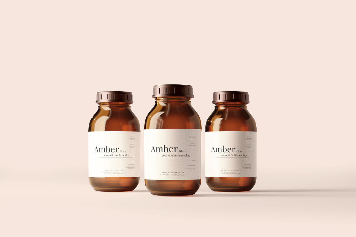 Amber Glass Jar / Bottle Mockups, a Cups & Container Mockup by pmvch (Photo 4 of 10)