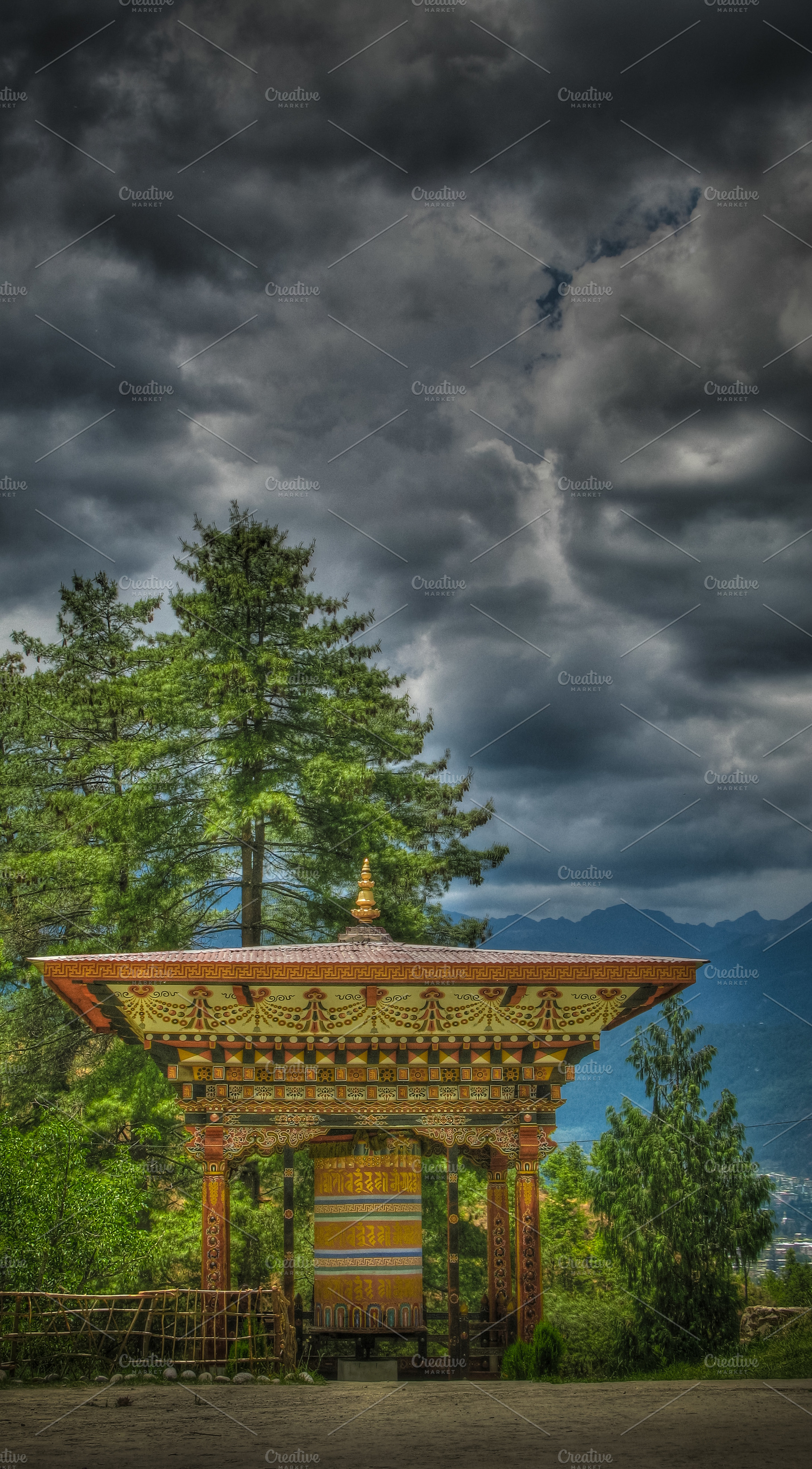 Prayer wheel in the Semtokha Dzong at Thimphu, Bhutan, an Architecture Photo by Wild, Wild World
