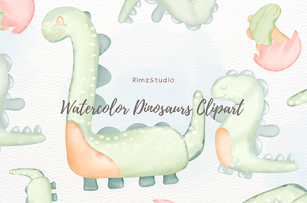 Watercolor Dinosaurs Clipart PNG